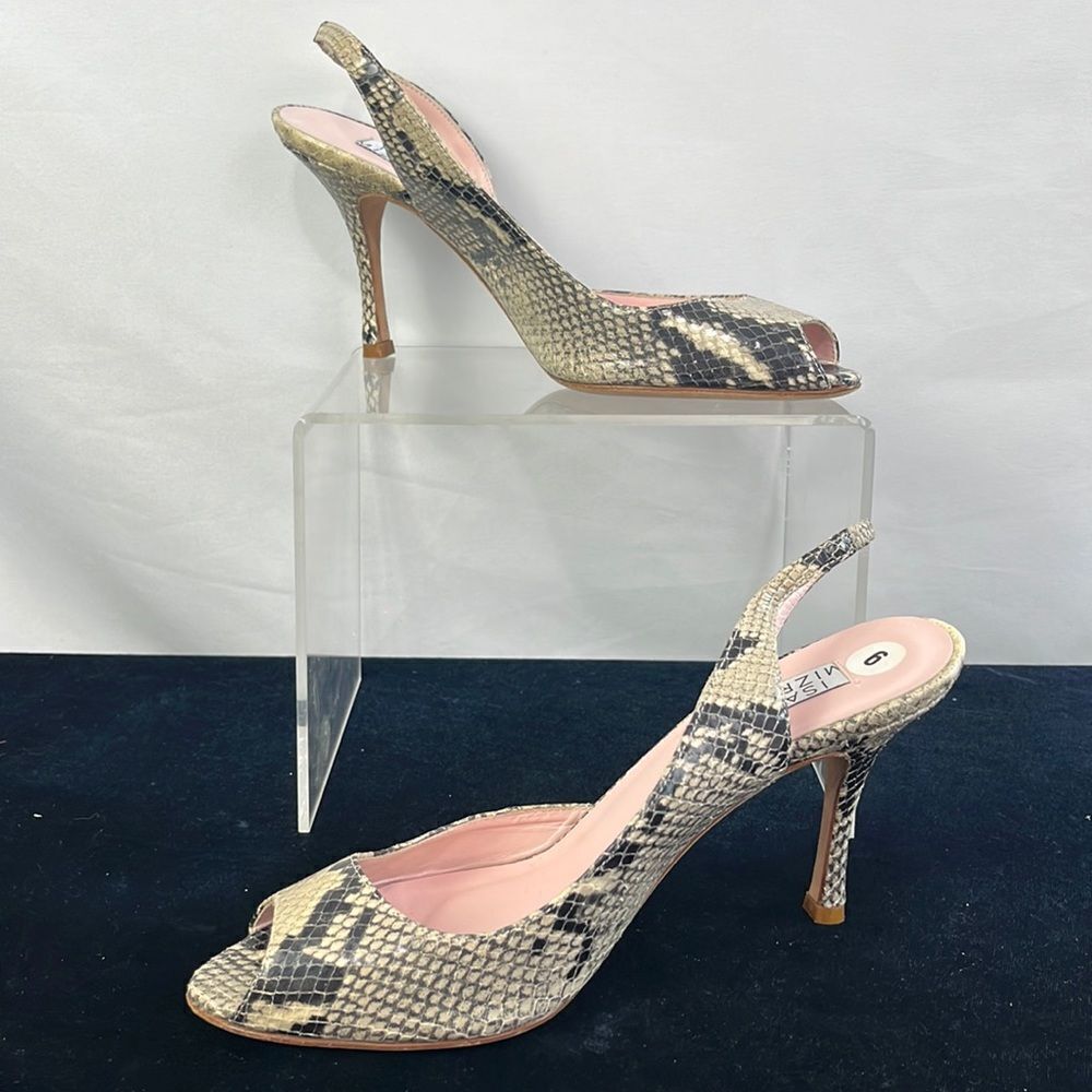 Isaac Mizrahi Snake Pattern Peep Toe Heels